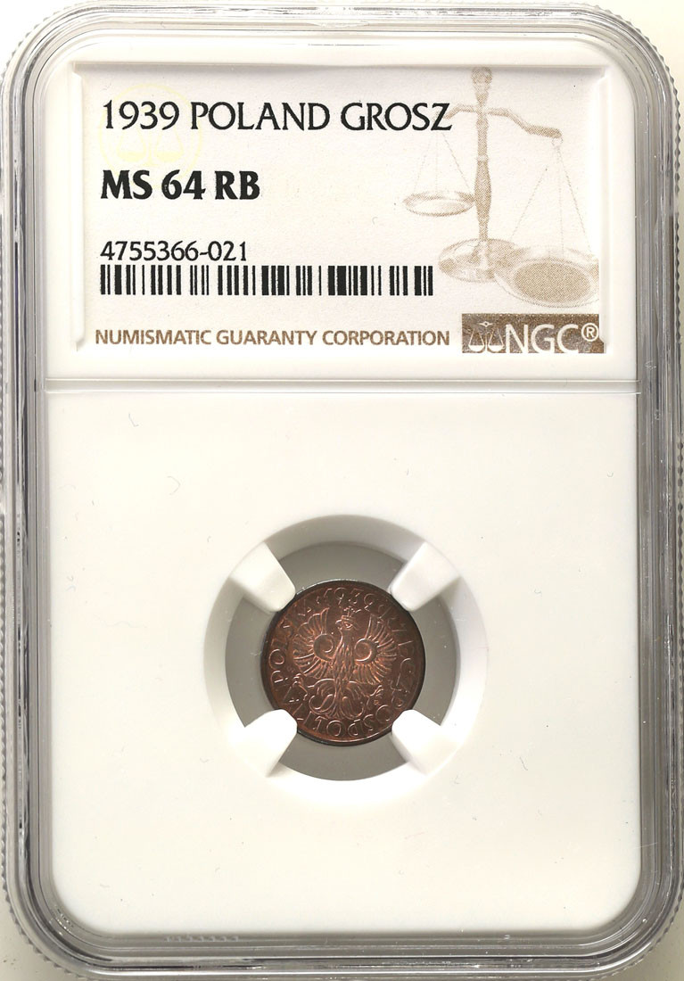 II RP. 1 grosz 1939 NGC MS64 RB